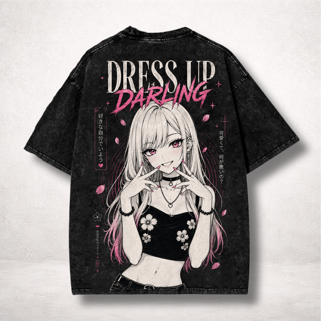 Dress Up Darling Washed Anime Tee, Vintage Washed