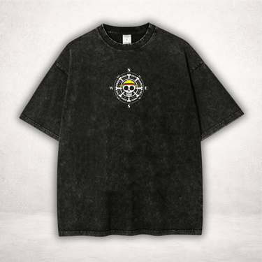 One Piece Straw Hat Pirates Vintage Wash T-Shirt, Anime Manga Graphic Tee