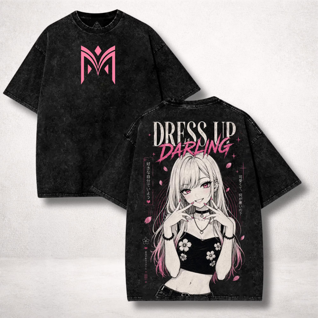 Dress Up Darling Washed Anime Tee, Vintage Washed